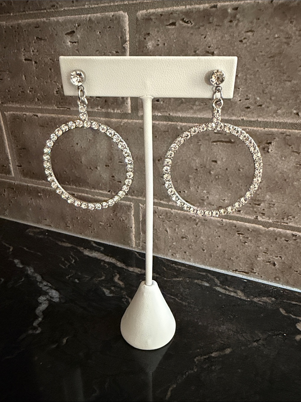 Crystal Hoop Drop Earrings Lightweight Cocktail Evening Jewelry